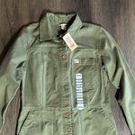 Duluth Trading Co Womens XS Makers Studio Dress Olive Green Pockets Long Sleeve Photo 2