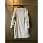 J.jill Pure Jill Diagonal knit Seamed cotton sweater Dress In Blue River Heather Size L Photo 8