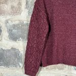 Knox Rose Sweater Woman's Medium Burgundy Red Textured Sleeves Crew Neck Minimal Photo 4