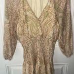 MINKPINK Revolve  Catalina Surplice Printed Mini Dress Neutral Multi Small Womens Photo 2