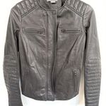 Vince Black Moto Leather Jacket Size XXS EUC Photo 0