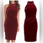 Vince Camuto Red/Burgundy Velvet Draped Ruched Halter Neck Dress NWT 6 Photo 1