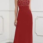 Azazie NWT  LALA  A-Line Sequins Chiffon Floor-Length Dress Color RED  Size A12 Photo 1