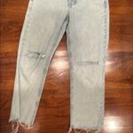 ZARA high rise Straight crop Leg Jeans with Distressed Hem Photo 4