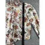 Ophelia Roe  Floral Blouse‎ Women Small Front Tie Sheer Long Sleeve Mock Neck Top Photo 3