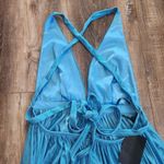 Retrofête Retrofete Tova Dress in Aqua Blue Size Large NWT Metallic Sleeveless V Neck Photo 7