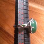 Green Jade and Chrome Diopside Cherry Blossom Sterling Silver Ring (Size 9) Photo 2