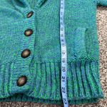 American Eagle  Chunky Knit Shawl Collar Cardigan Sweater LG Green Blue Pockets Photo 10