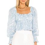 Faithfull the Brand X REVOLVE Bel Rose Top in Faye Paisley Print Powder Blue Photo 0