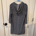 Lands' End Striped Navy Blue & White Hoodie Swim Cover Photo 1
