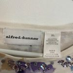 Alfred Dunner White Tan Blue Lilac Purple Floral Embellished 3/4 Sleeve Sweater Photo 2