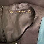 ZARA  Professional Cap Sleeve Colorblock Sheath Midi Dress S Blue Black White Photo 6