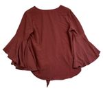 Eesome Blouse Womens M Mauve Tie Front Bell Sleeve Boho Flowy Earthy Boho Indie Pink Size M Photo 2