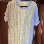 LOGO By Lori Goldstein  Blue and Green Sweater Lightweight Classic Capsule Photo 0