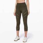 Lululemon Wunder Under High-Rise Crop 21" Mesh Dark Olive Style W6AUQS Size 4 Photo 9