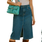 Y2K VTG. ILI NY TIFFABY BLUE LEATHER LONG SHOULDER BAG PURSE EUC. Photo 2