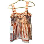 CAbi Brunch Top Orange Cream Stripe Square Neck Babydoll Shirt Small 6102 NEW Photo 2