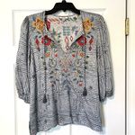 Johnny Was  Taryn top blue white tassels XS Photo 12