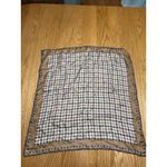 Diane Von Furstenberg VTG Diane Von Furstenburg Silk Square Scarf Tan Plaid MCM Preppy Twee Retro Photo 2