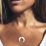 White Horn Pendant Choker Necklace Gold Photo 0