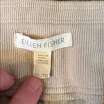 Eileen Fisher  Organic Linen Wide Leg Pants Tan Knit Waist Large Photo 3