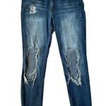 Vintage Reunion Rewash women's juniors 9 stretchy med wash ripped cuffed jeans Photo 0