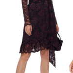 Ganni Flynn Lace Ruffle Wrap Dress Burgundy Black Size 2 Photo 0
