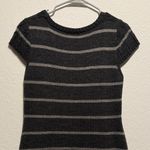 AB Studio  Gray Striped Sweater Dress Size L Short Sleeve Knit Winter Dress Mini Photo 6