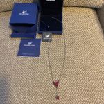 Swavorski Swarovski Crystal Necklace Red Hearts silver chain NRFB Photo 1