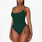 Viottiset Women's Ruched High Cut One Piece Swimsuit Tummy Control Monokini XL Green Photo 9