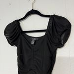 Just Polly Womens Top XS Puff Sleeve Mesh Witchy Whimsigoth Renaissance Y2K Chic Black Photo 2