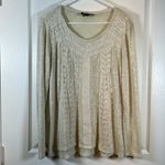 Style & Co  Cream/Ivory Lace Knit Lace Accent Pullover Blouse Size Med EUC #4015 Photo 1