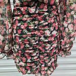 VICI Dress Womens Small Black Floral Long Sleeve Ruched Short Mini Party Photo 8