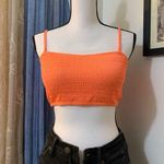 California Sunshine  Neon Orange Smocked Bikini Top Photo 0