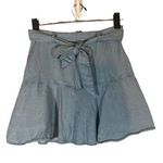 ZARA  Light Blue Denim Belted Side Zipper A-line Mini Skirt Women Sz M Photo 0
