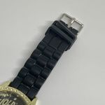 etc! Anchor quartz analog watch 38mm gold tone rhinestones black silicone band Photo 2