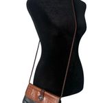Brighton Vintage  Crossbody Bag‎ Organizer Leather Heart Accent Brown Black Woven Photo 0