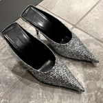 Balenciaga Knife Glitter High Heel Mules in Silver Titanium Size 36 New in Box Photo 4