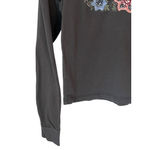 Hollister Long Sleeve T Shirt Womens Size XS Gray Embroidered Floral Crew Neck Photo 3
