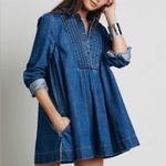 Free People  Baby Blues Denim Tunic in Robins Blue Dress Western Small Photo 0