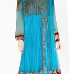 NEW Indian Bollywood 3Pcs Ready To Wear Heavy Embroidered Langha Suit Wedding Blue Size 6 Photo 0