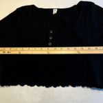 BP . Womens Top Black Size Large Pointelle Rib Henley Lettuce Hem Photo 5