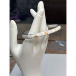 White & Gold Enamel Bangle Bracelet With Silver Photo 5