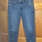Gap  Denim Girlfriend Jeans Blue Medium Wash Floral Embroidery Size 32 (14) Photo 0