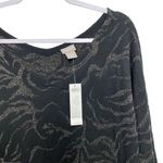 Chico's  Womens Double V-neck Pullover Black Gold ¾ Sleeve Sweater Size 2 NWT Photo 5