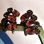 Pink rhinestone brass clip on earrings Photo 1
