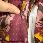 Free People  Red Floral Balloon Sleeve Mini Dress Womens 2 Peasant Satin Burgundy Photo 10