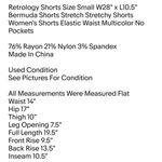 Retrology Shorts Size Small W28" x L10.5" Bermuda Shorts Stretch Stretchy Shorts Photo 1