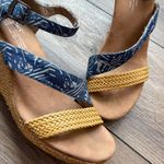 Toms Women's Indigo Batik Raffia Wrapped Wedge Open Toe Clarissa Sandals Size 8 Photo 6