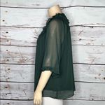 Rose + Olive  NWT Size 1X Dark Green Keyhole Ruffle Trim Peasant Blouse Top Photo 2